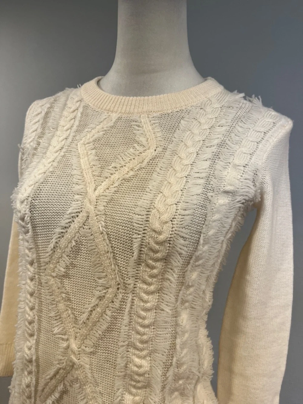J. Crew merino‎ wool Cream Cable Knit Sweater size XXS